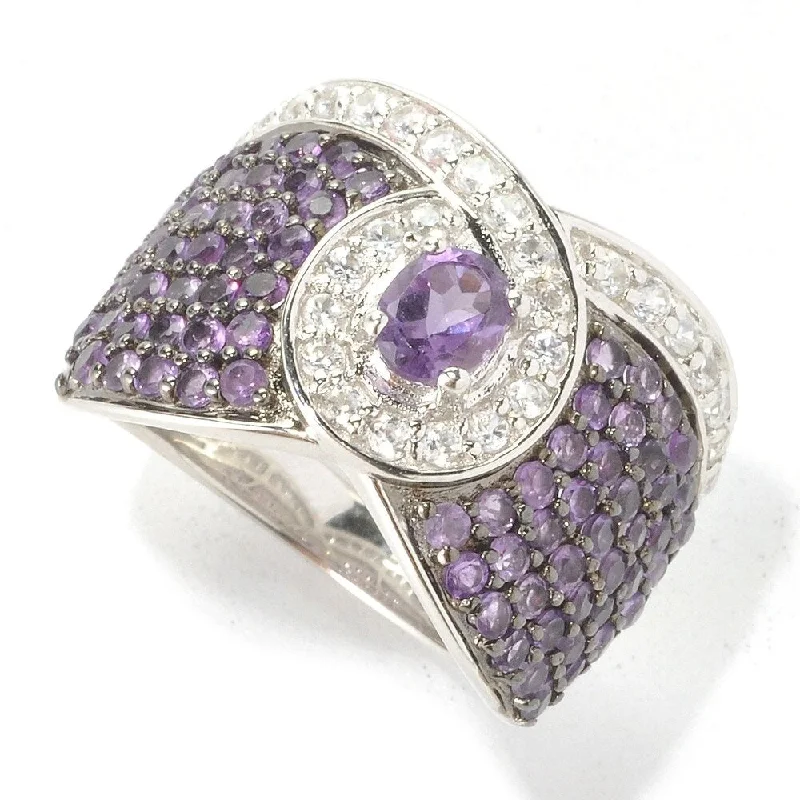 Women’s bohemian rings-Sterling Silver 2.02Ctw African Amethyst Ring