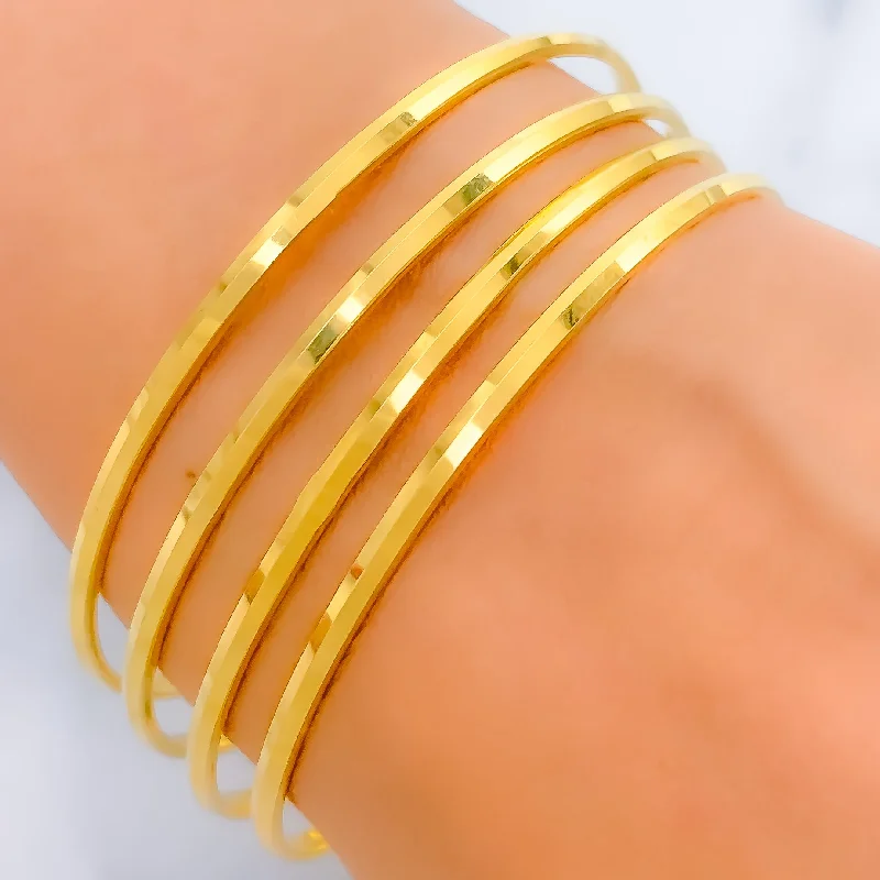 Women’s sophisticated bracelet-Sleek Glossy Everyday 21k Gold Bangles