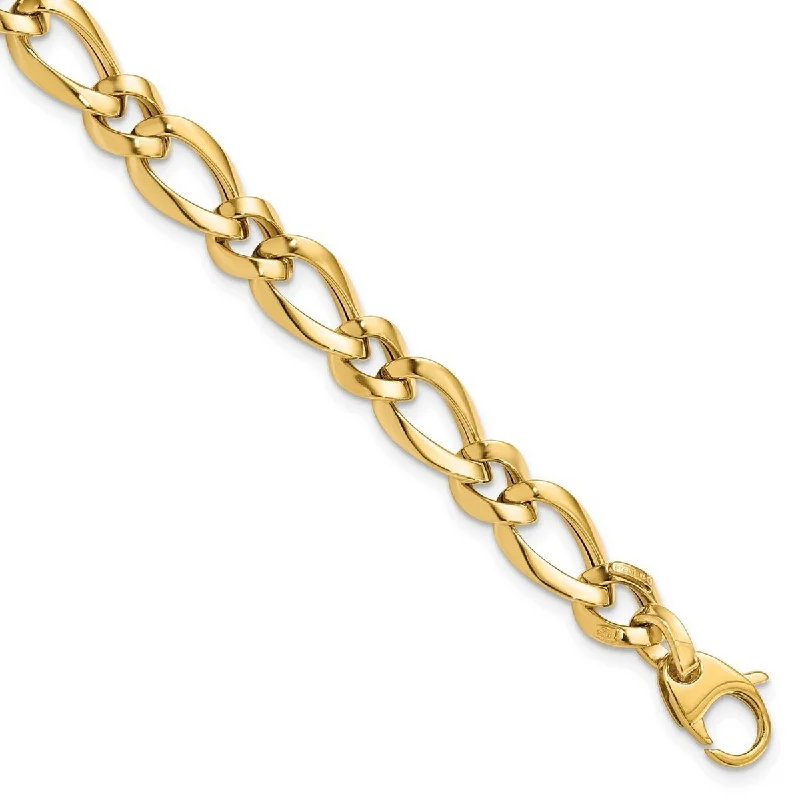 Women’s unique bracelet-Curata 14k Yellow Gold Polished Fancy Link Bracelet 7.5 Inch