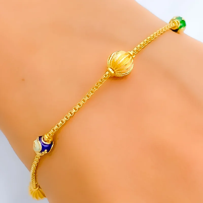 Women’s braided bracelet-Women’s modern bracelets-Regal Meenakari 22k Gold Bracelet