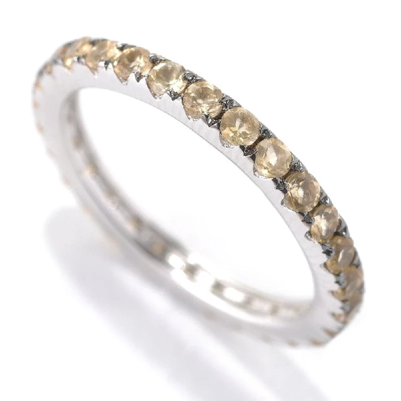 Women’s bridal rings-925 Sterling Silver Citrine Eternity Band Ring