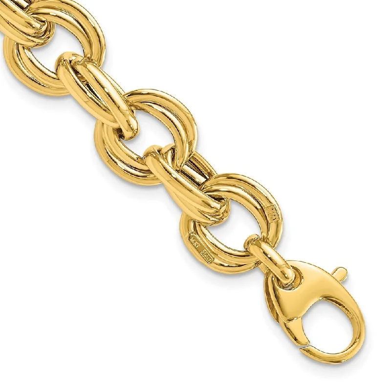 Women’s delicate bracelet-14k Yellow Gold 11mm Fancy Link Bracelet, 8"