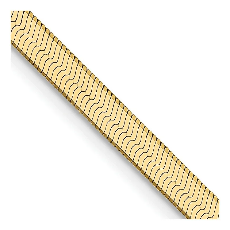 Women’s engraved cuff bracelet-Curata 14k Yellow Gold Solid Polished 3.0mm Silky herringbone Chain Bracelet