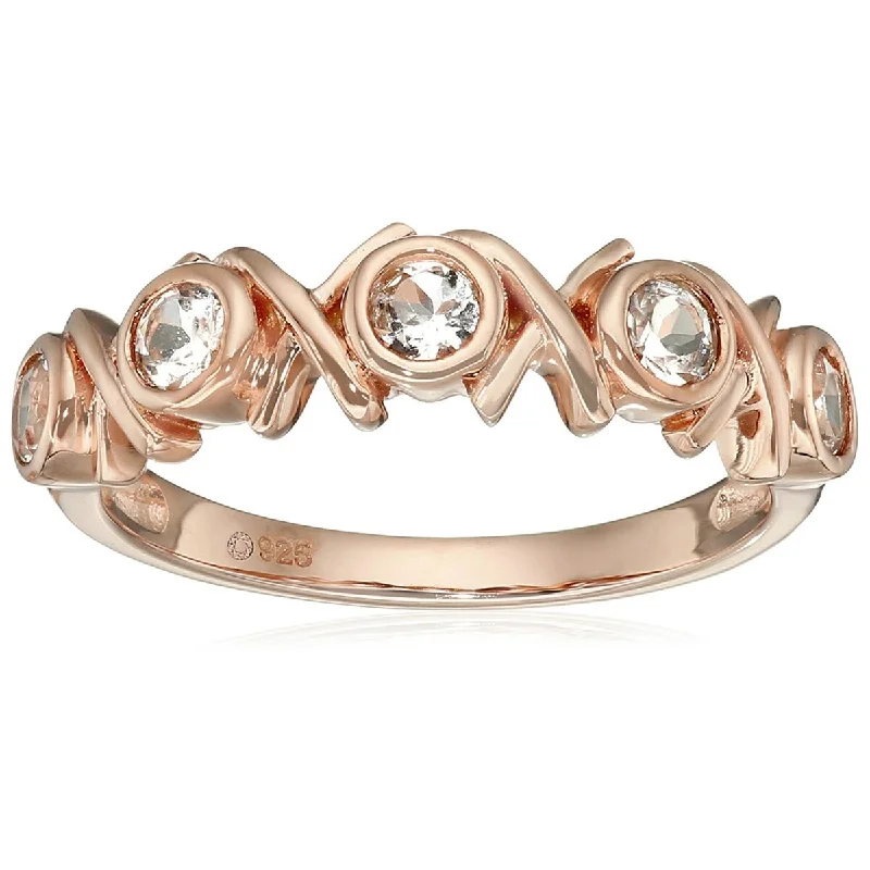 Women’s gold rings-925 Sterling Silver Morganite 5-Stone Ring