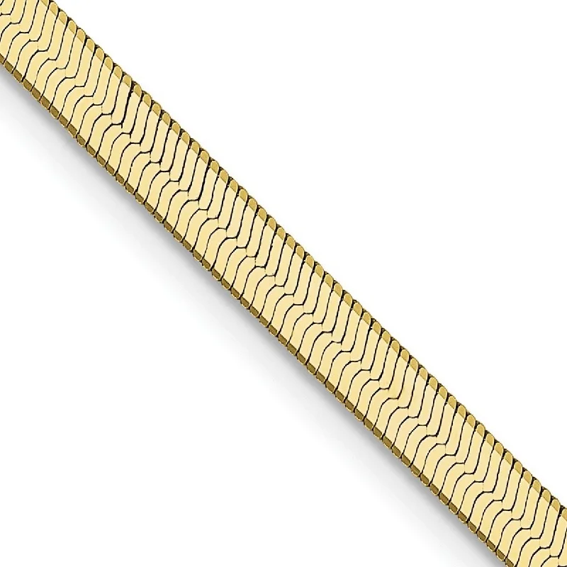 Women’s custom bracelet-Curata 10k Yellow Gold 3.0mm Silky Herringbone Chain Bracelet