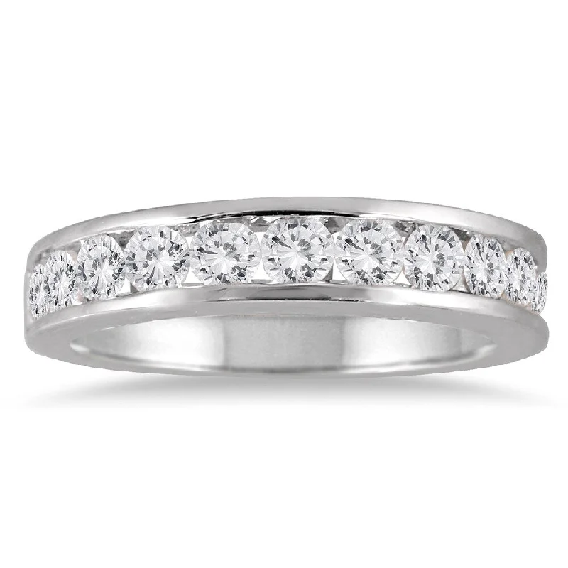 Women’s stackable rings-Marquee Jewels 10k White Gold 1ct TDW Channel-set Round-cut White Diamond Ring