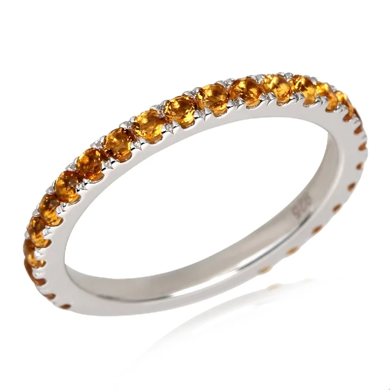 Women’s engagement rings-925 Sterling Silver Citrine Eternity Band Ring