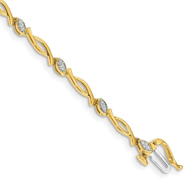 Women’s woven bracelet-Women’s birthstone bracelets-Curata 5mm 14k Diamond Bracelet