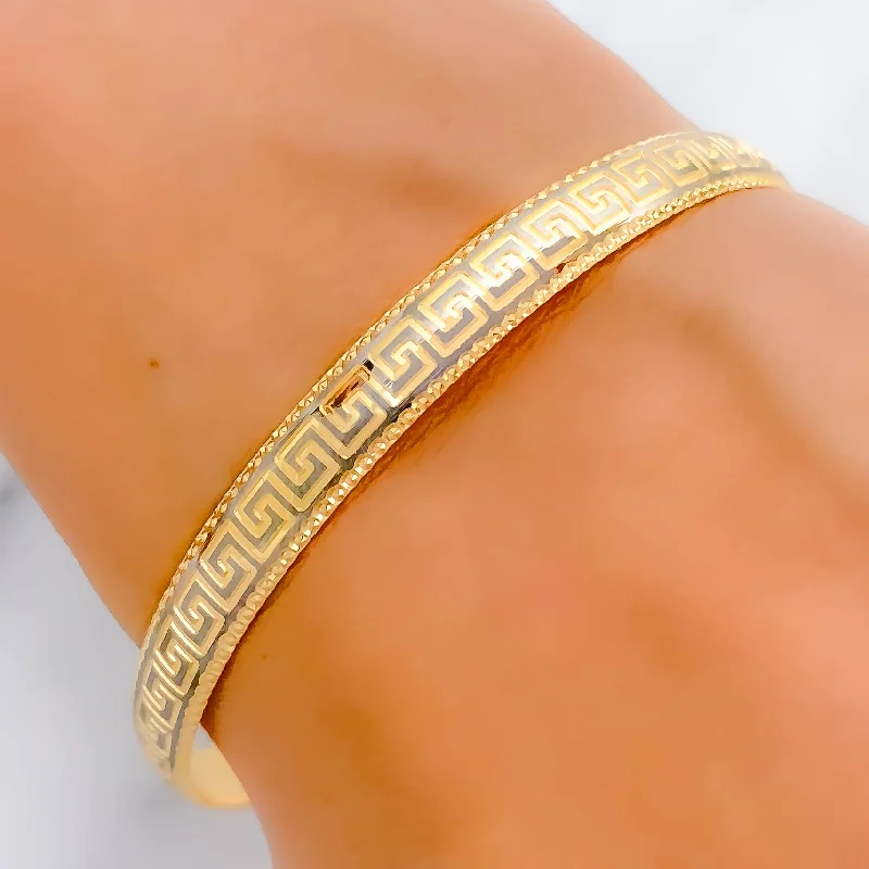 Women’s unique bangle-Women’s layered bracelets-Upscale Geometric 22k Gold Bangle