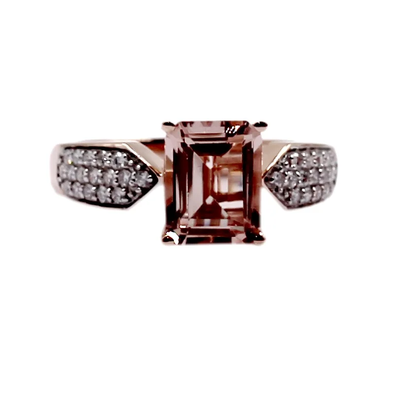 Women’s silver rings-14Kt Rose Gold Morganite and Diamond Ring