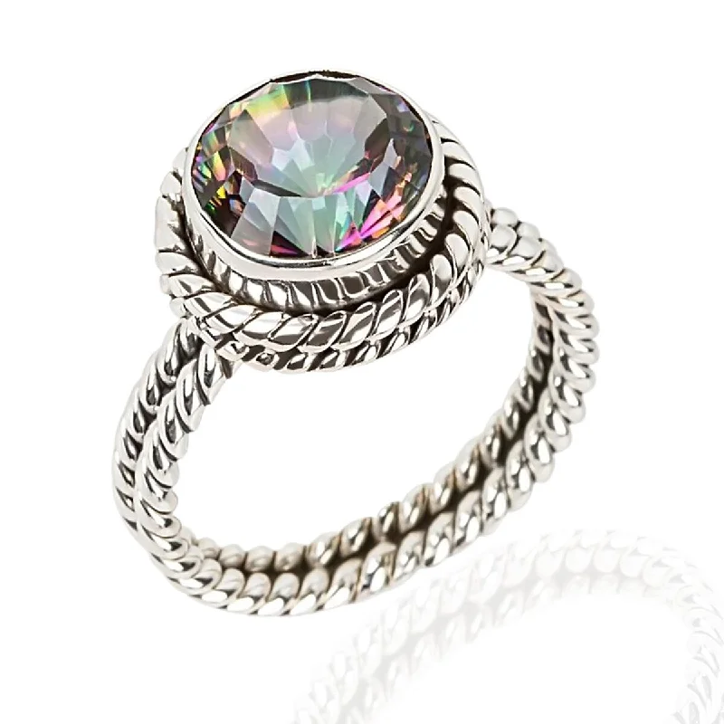 Women’s heart-shaped gemstone rings-925 Sterling Silver Mystic Topaz Classic Ring