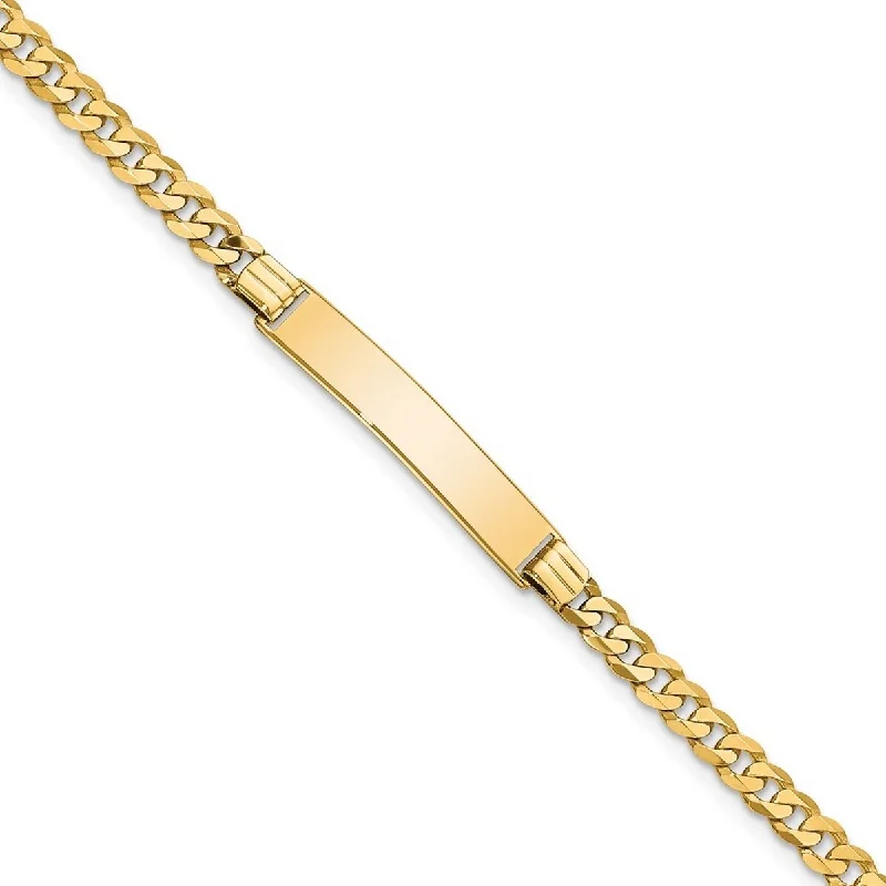 Women’s multi-color bracelet-Curata 5.5mm 14k Yellow Gold Engravable Flat Curb Link ID Bracelet