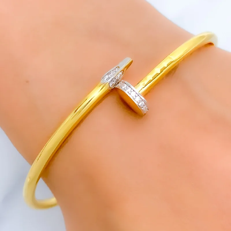 Women’s mixed-metal bracelet-CZ Nail Bangle Bracelet