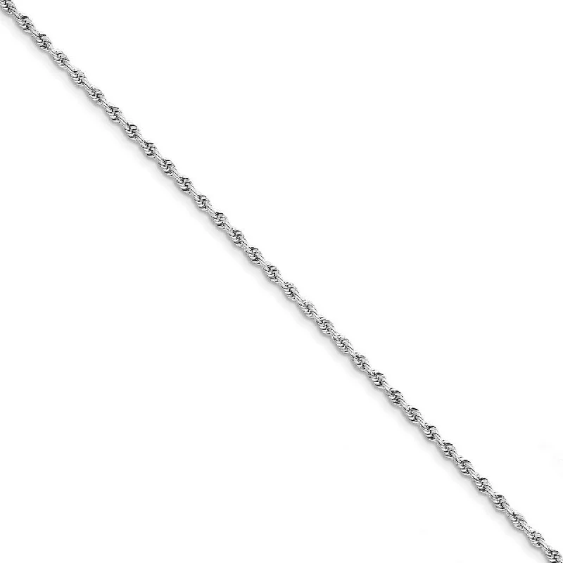 Women’s rose gold bracelet-Curata 10k White Gold 2.75mm Sparkle Cut Quadruple Rope Chain Bracelet