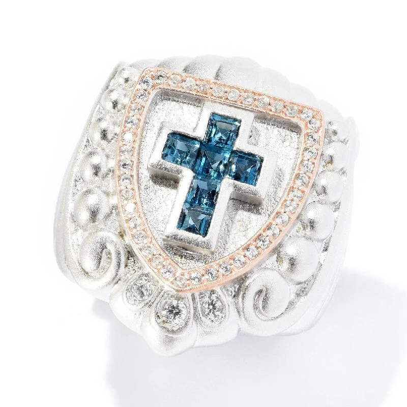 Women’s colorful rings-Dallas Prince Designs Sterling Silver Gemstone & White Zircon Cross Signet Ring