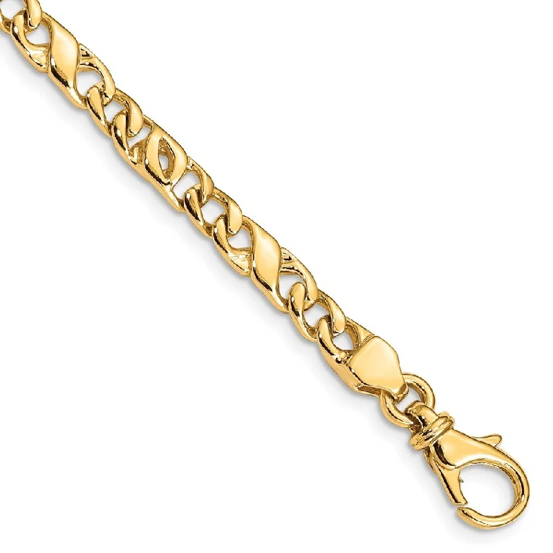 Women’s unique bangle-14k Yellow Gold 4.8mm Fancy Link Bracelet, 8"