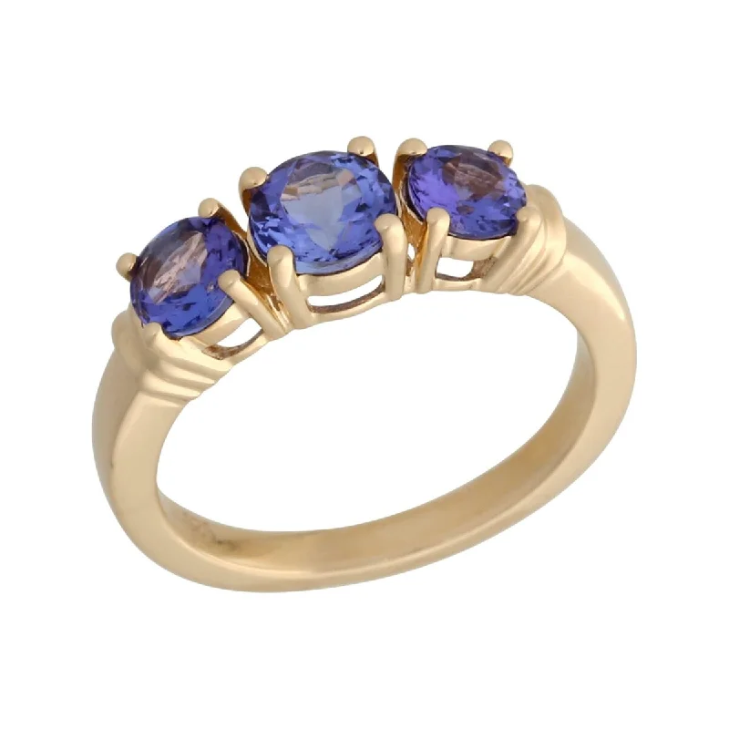 Women’s emerald rings-14K Gold Tanzanite 3 Stone Ring