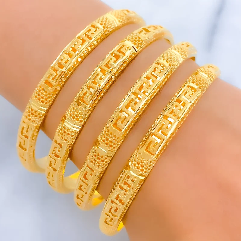 Women’s bamboo bangle-Fancy Netted Geometric Bangles