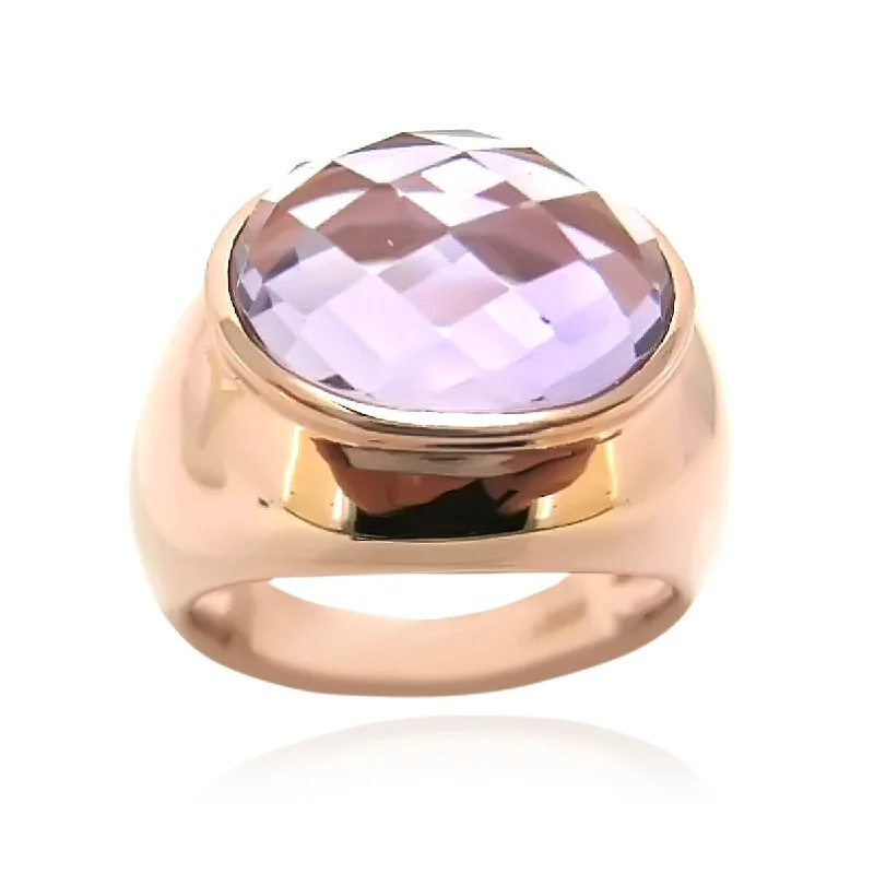 Women’s diamond solitaire rings-Rose Gold Plated Over Sterling Silver Pink Amethyst Ring