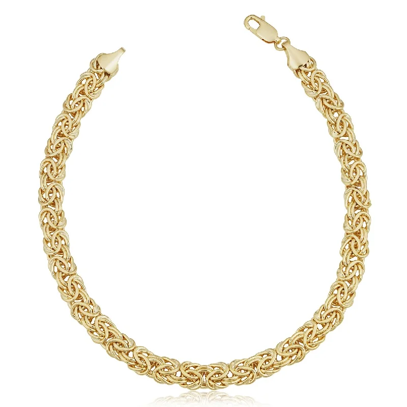 Women’s elegant silver bracelet-14k Yellow Gold Filled 6 millimeter Byzantine Link Chain Bracelet (7.5 or 8.5 inches)