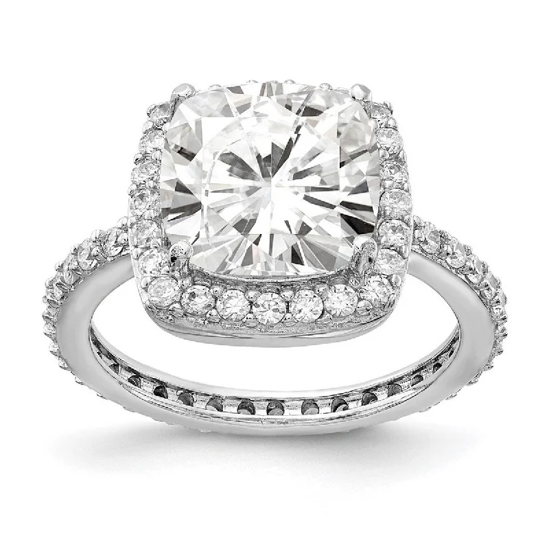 Women’s unique rings-Curata 925 Sterling Silver Rose cut CZ Cubic Zirconia Simulated Diamond Square Ring