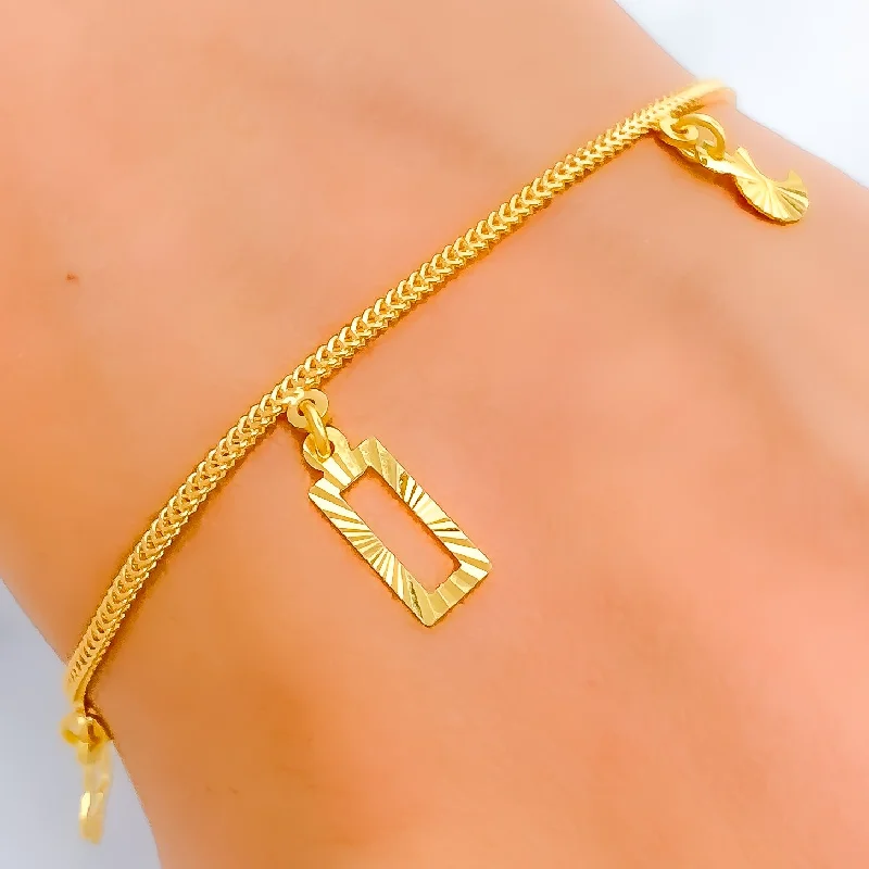 Women’s custom bangle-Chic Mixed Charm 22k Gold Bracelet