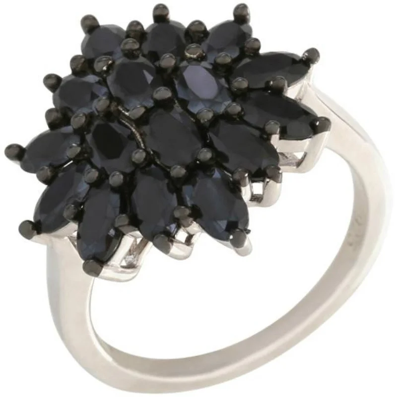 Women’s large rings-925 Sterling Silver Black Spinel Gemstone Ring