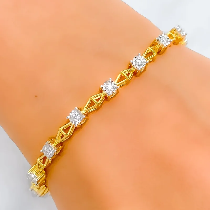 Women’s pearl bracelet-Women’s stackable bracelets-Classic Diamond + 18k Gold Bracelet