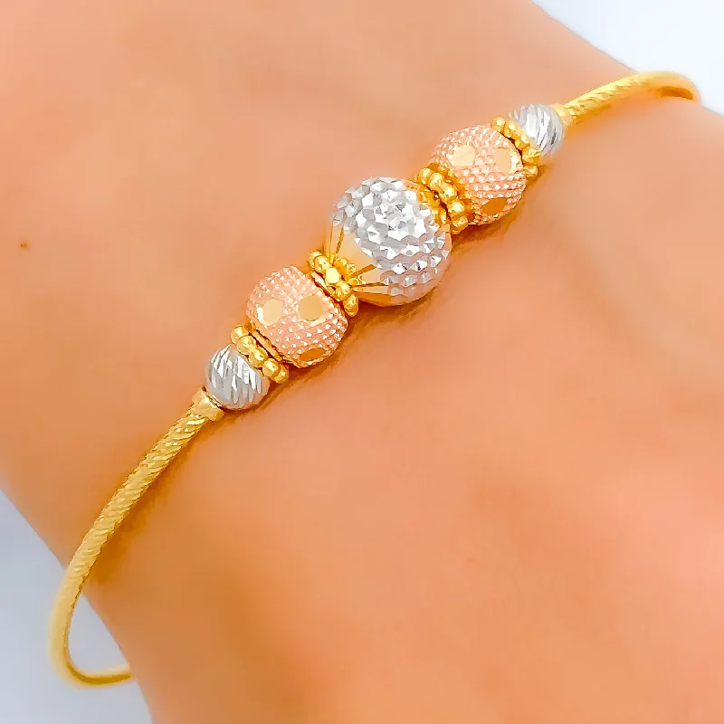 Women’s oval bracelet-Women’s gemstone bangles-Posh Polka Dot 22k Gold Wire Bracelet