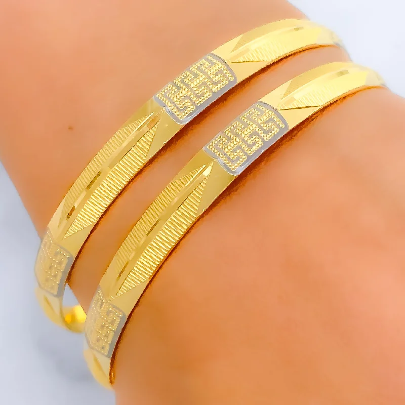 Women’s layered bracelet-Versatile Chic 21k Gold Bangle Pair