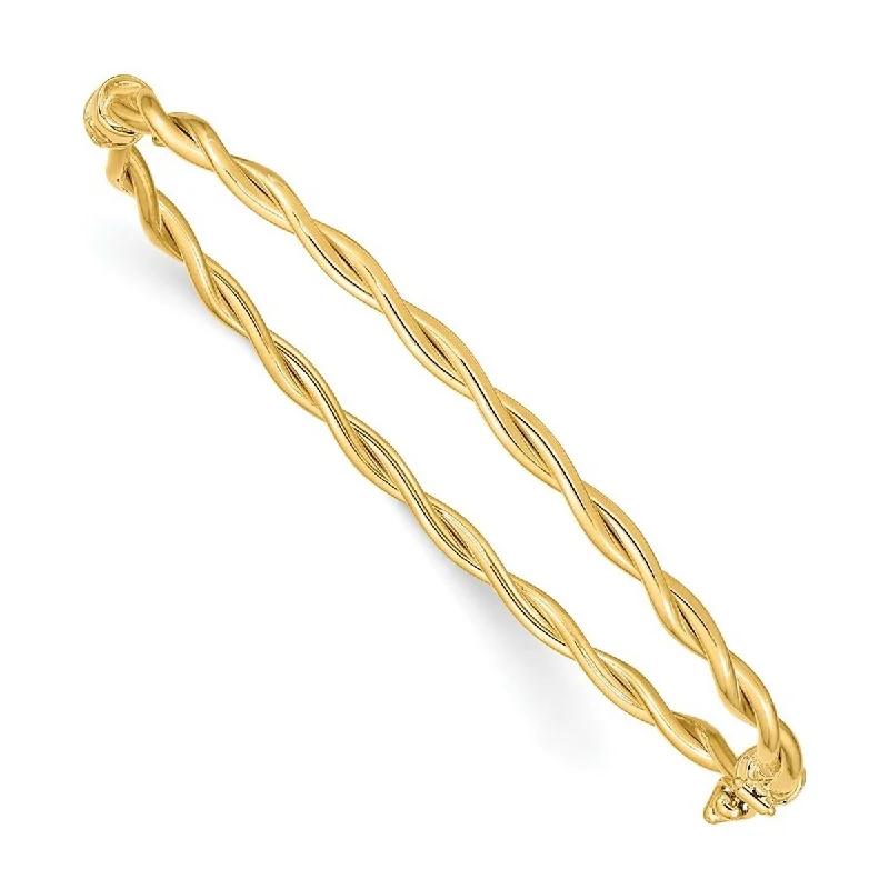 Women’s bamboo bracelet-Curata 14k Yellow Gold Hinged Bracelet