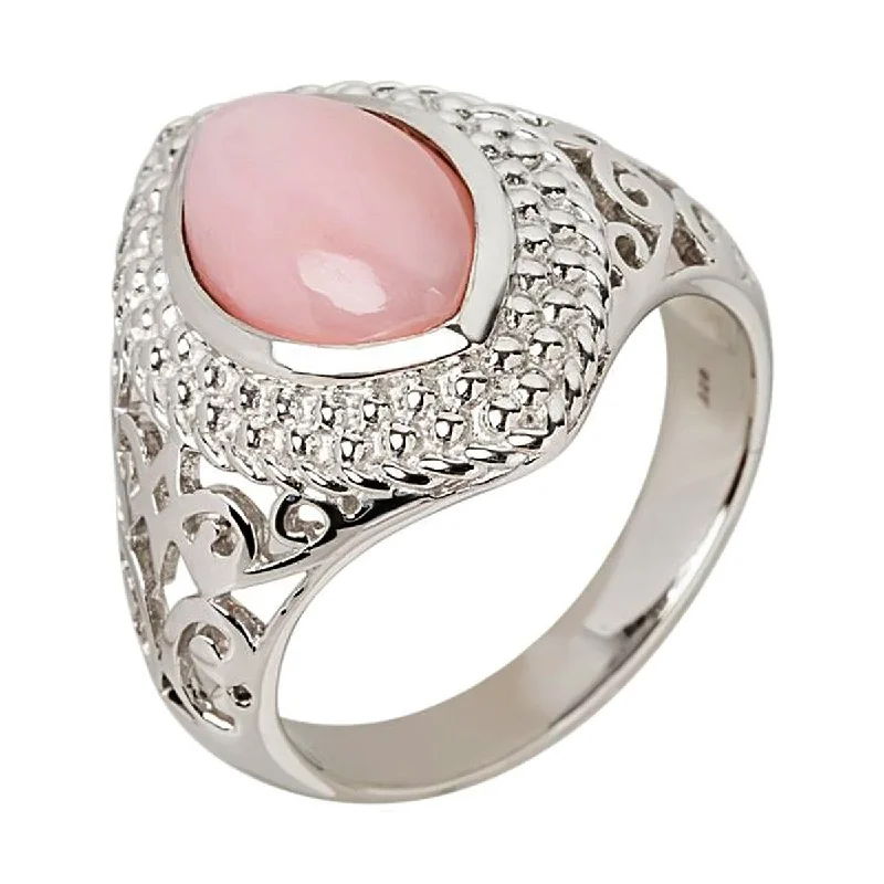 Women’s infinity symbol rings-925 Sterling Silver Pink Opal Solitaire Ring