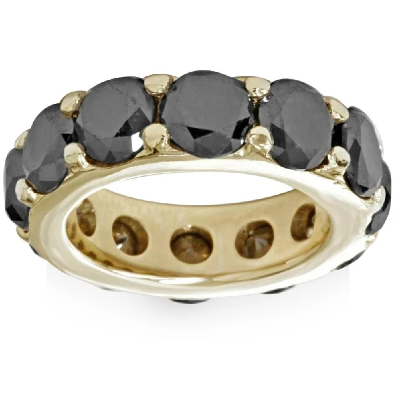 Women’s adjustable gemstone rings-12 1/2ct Black Diamond Eternity Ring Yellow Gold