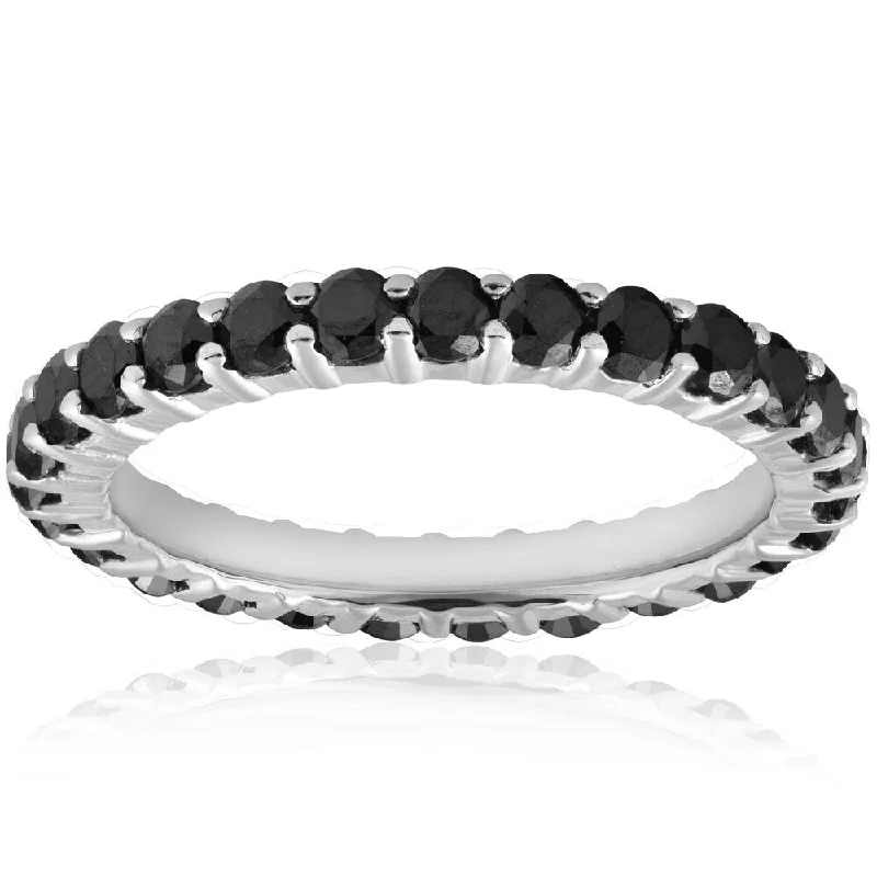 Women’s large rings-1 1/2ct Black Diamond Eternity Ring 14K White Gold