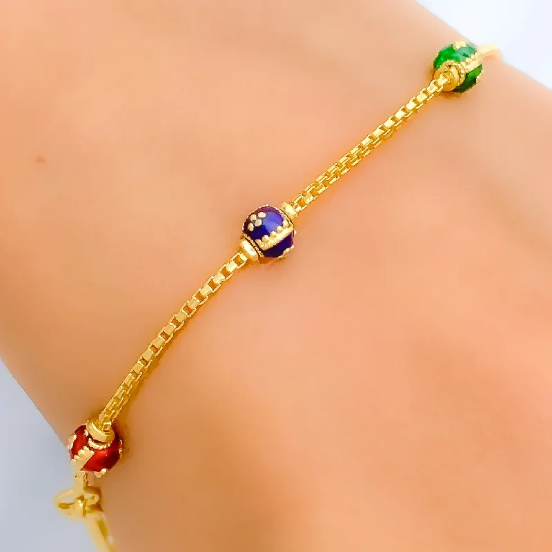 Women’s open bangle-Women’s delicate bangles-Dressy Sleek Meena 22k Gold Bracelet