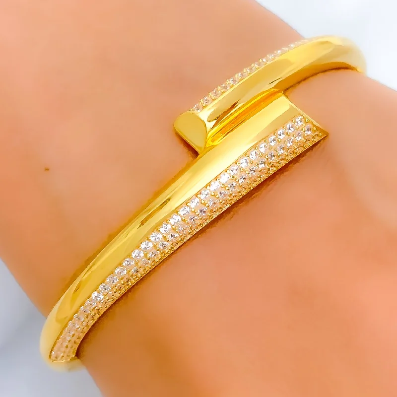 Women’s handmade bracelet-Elegant Overlapping CZ Bangle Bracelet