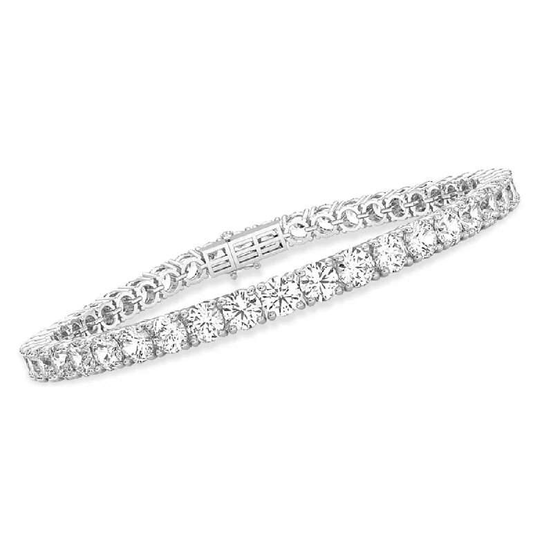 Women’s sparkling bracelet-Diamond2Deal 14k White Gold Round Cut Lab Grown Diamond Tennis Bracelet 7" (3 ctw to 10 ctw, Color-E-F, Clarity- VS2-SI1)