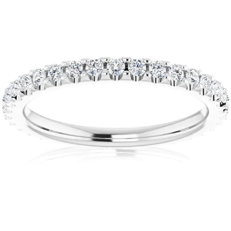 Women’s oval rings-1/2 Ct Lab Grown Diamond EX3 Eternity Ring Womens Bad 14k White Gold