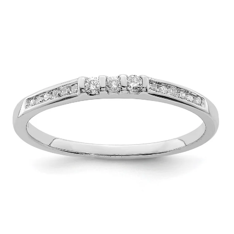 Women’s chunky rings-Curata 925 Sterling Silver Polished Closed back Rhodium Plated Diamond Ring