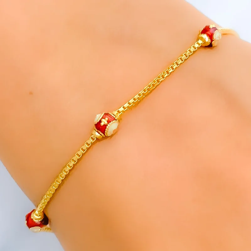 Women’s delicate bracelet-Women’s gold-plated bracelets-Delicate Meenakari 22k Gold Bracelet