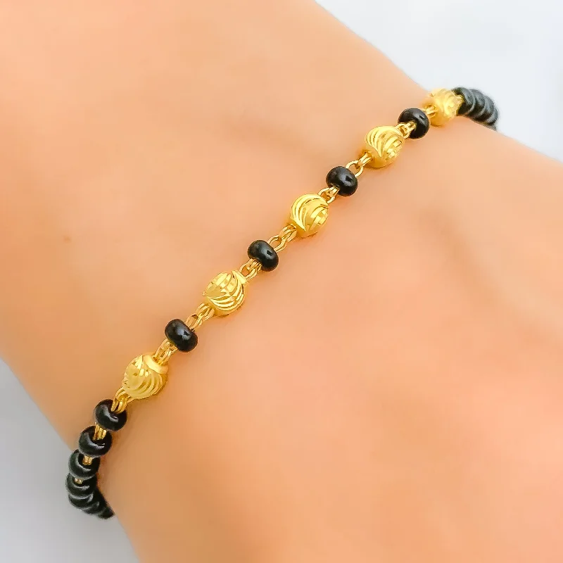 Women’s sparkling bracelet-Women’s animal print bracelets-Everyday Black Bead Bracelet