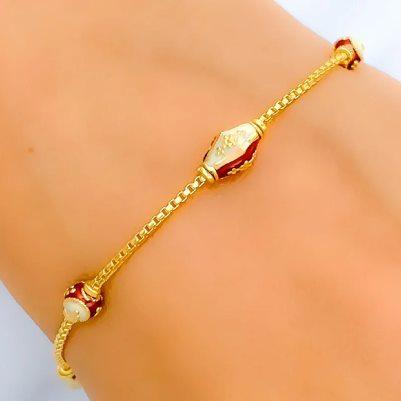 Women’s engraved bracelet-Women’s rose gold bracelets-Classic Meena 22k Gold Bracelet