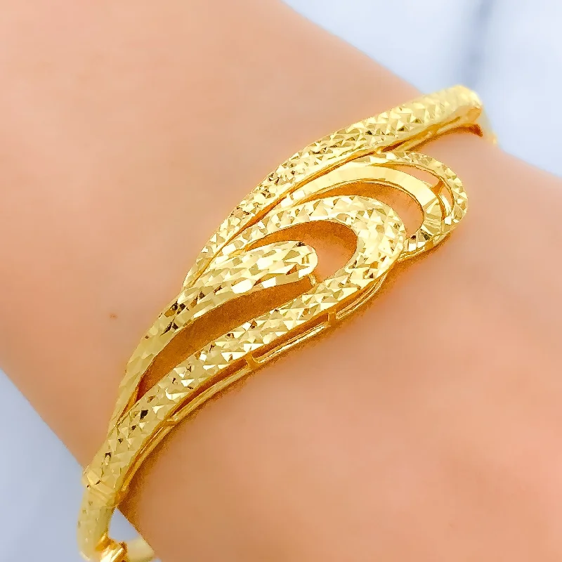 Women’s sleek bracelet-Women’s stacking bangles-Bright Reflective Wave 22Bangle Bracelet