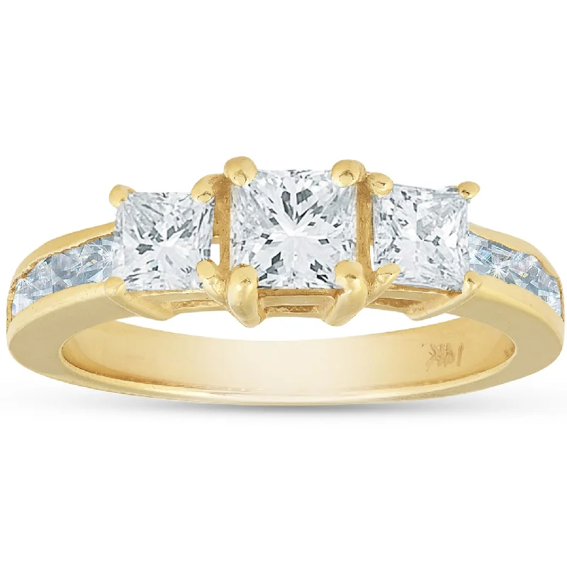 Women’s wraparound rings-2ct Three Stone Diamond Ring Yellow Gold