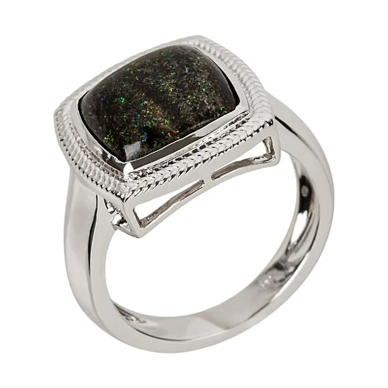 Women’s silver rings-925 Sterling Silver Matrix Opal Classic Ring