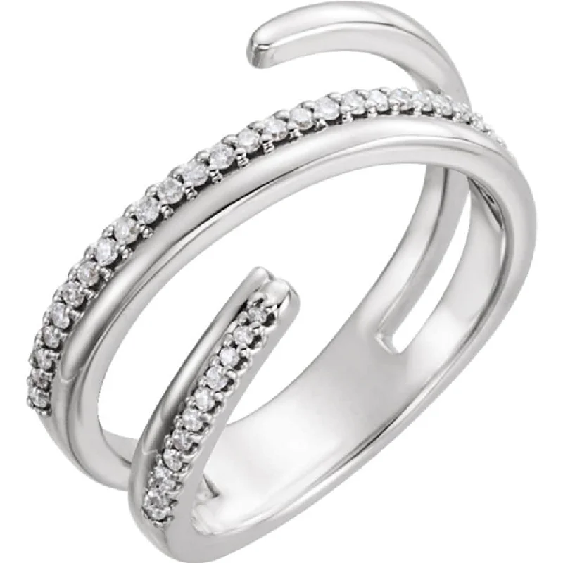 Women’s elegant rings-14kt White 1/6 CTW Diamond Negative Space Ring Right Hand Twist Ring