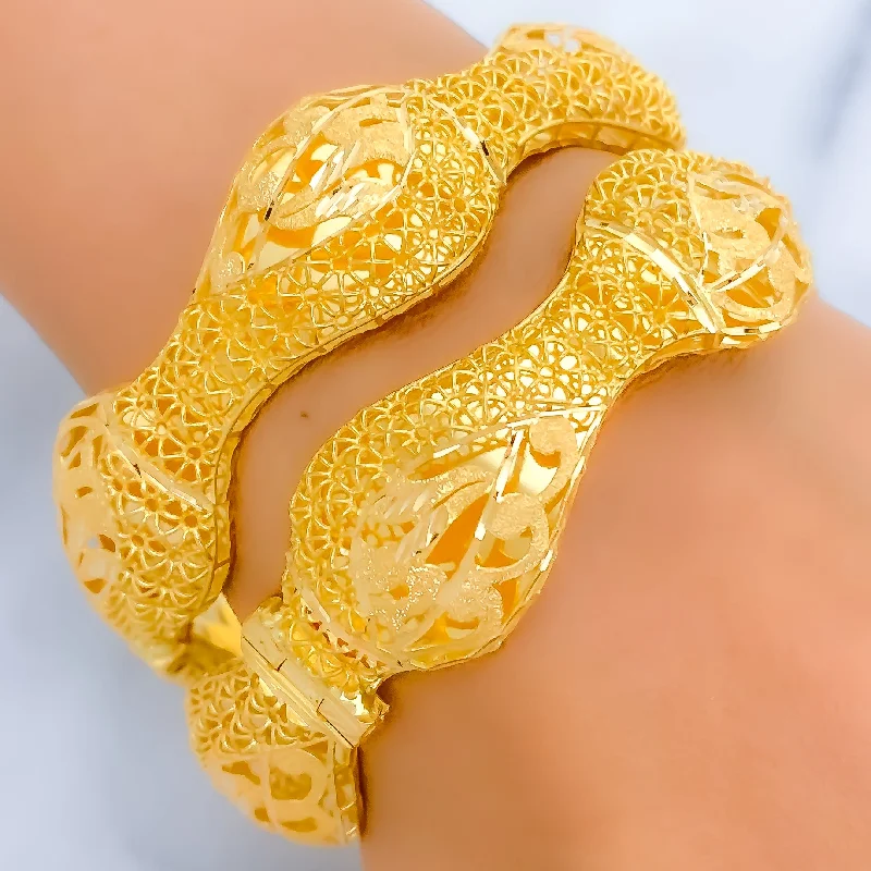 Women’s diamond bangles-Impressive Netted Vine Bangles