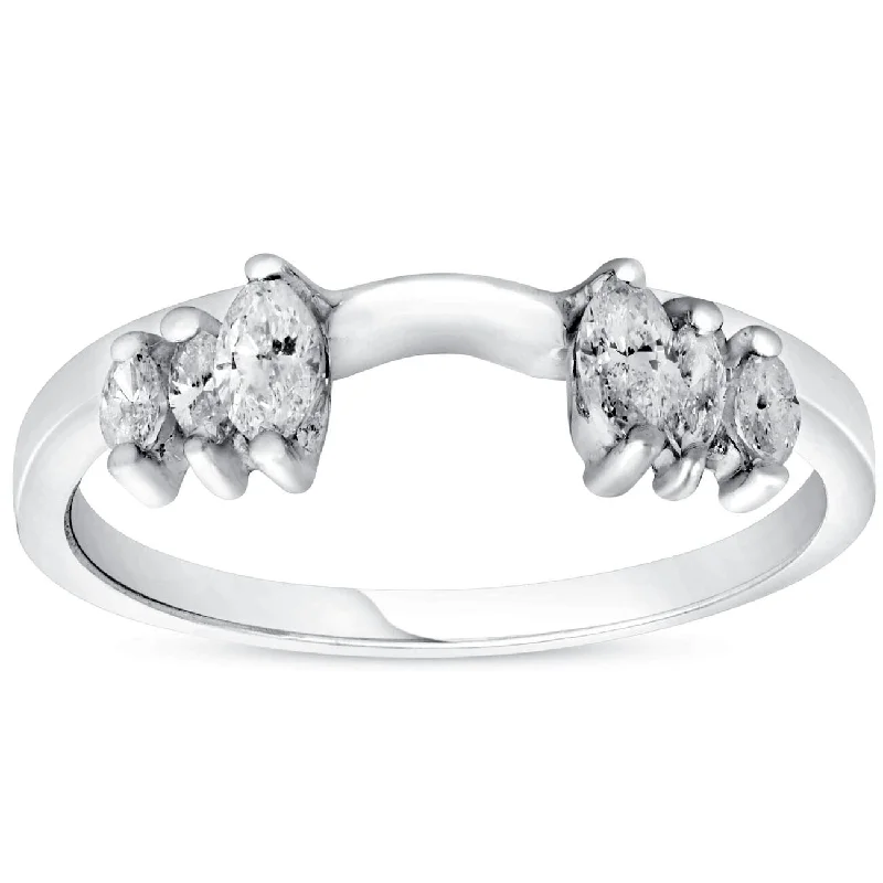 Women’s art-deco rings-5/8ct Marquise Diamond Ring Enhancer White Gold