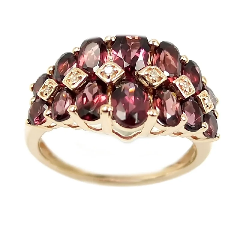 Women’s rose gold wedding rings-10Kt Rose Gold Rhodolite Garnet and Diamond Ring