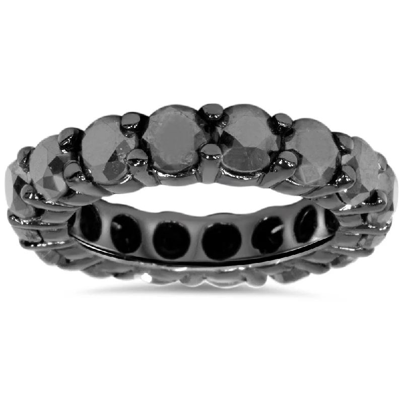 Women’s eternity rings-14k Black Gold 5ct TDW Black Diamond Eternity Ring